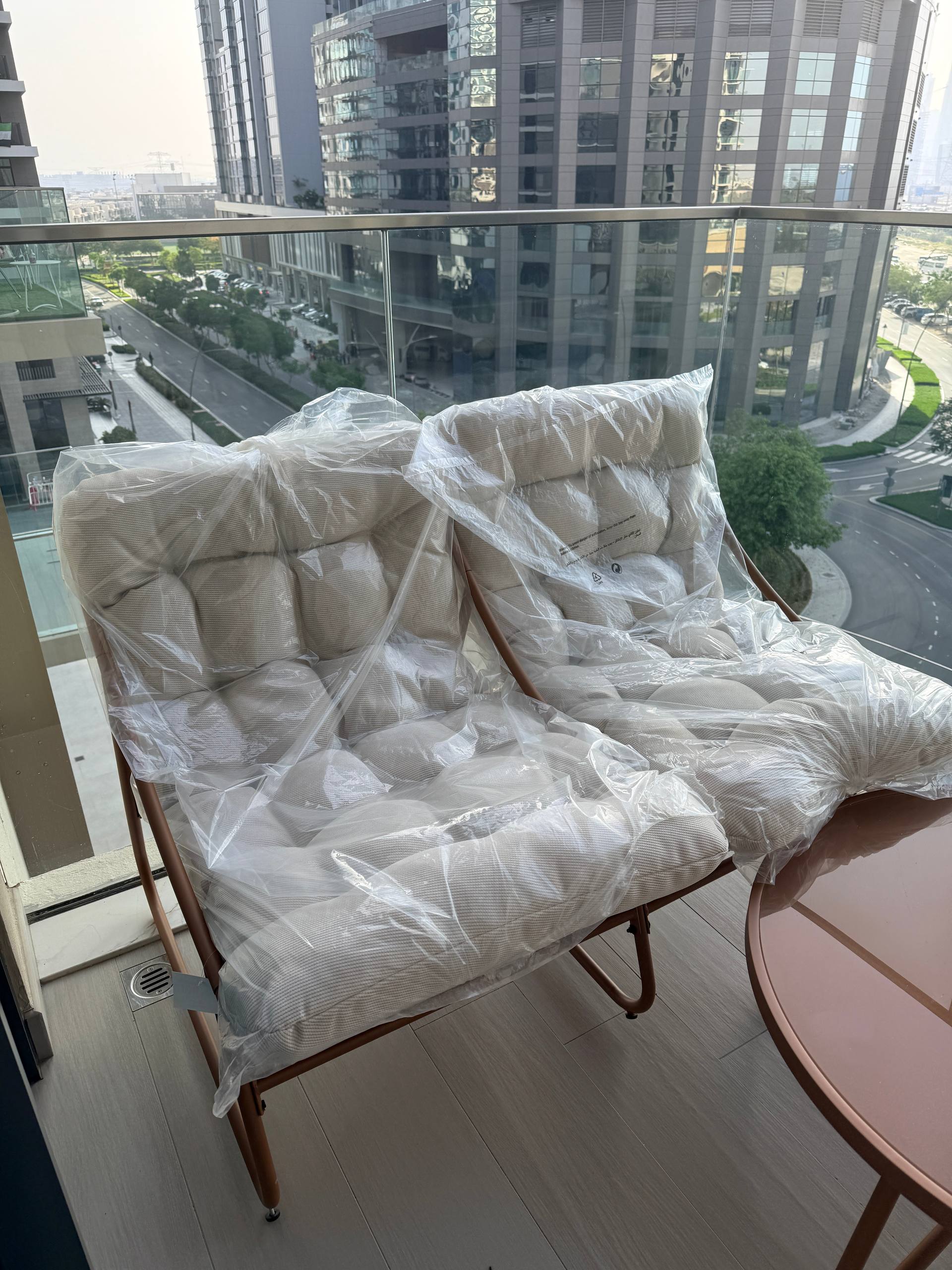 Garden furniture set, double armchair with table, new unused, 650 AED