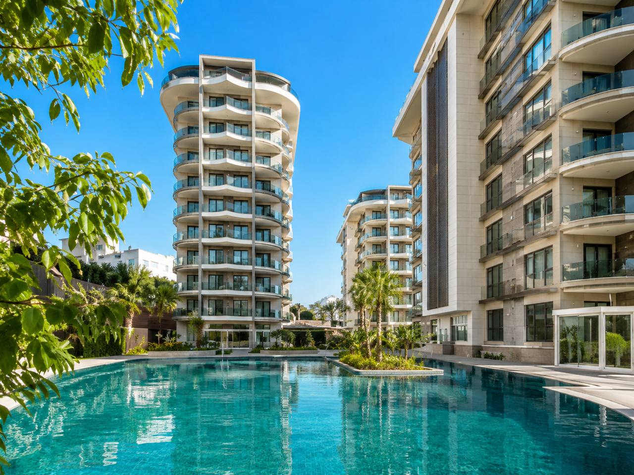 Best Home 45 Excellence 1+1 apartment on beachfront in Tosmur. Modern, premium complex with full infrastructure, 100m to sea.