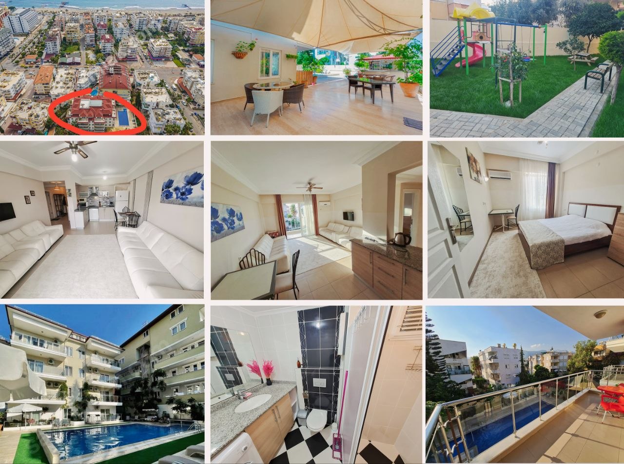 Квартира 1+1 в Оба, Алания, 250м до моря, 60м2, 2 этаж, кондиционеры, бассейн, Wi-Fi 5ГГц