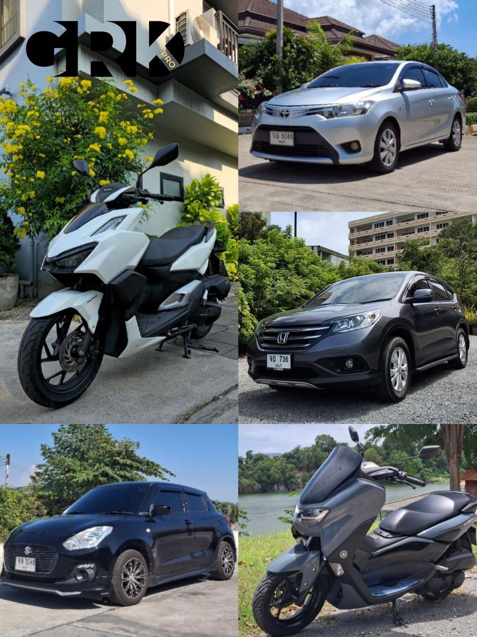 GRKpro official car and motorbike rental service with flexible airport or hotel pickup, modern fleet, Russian support