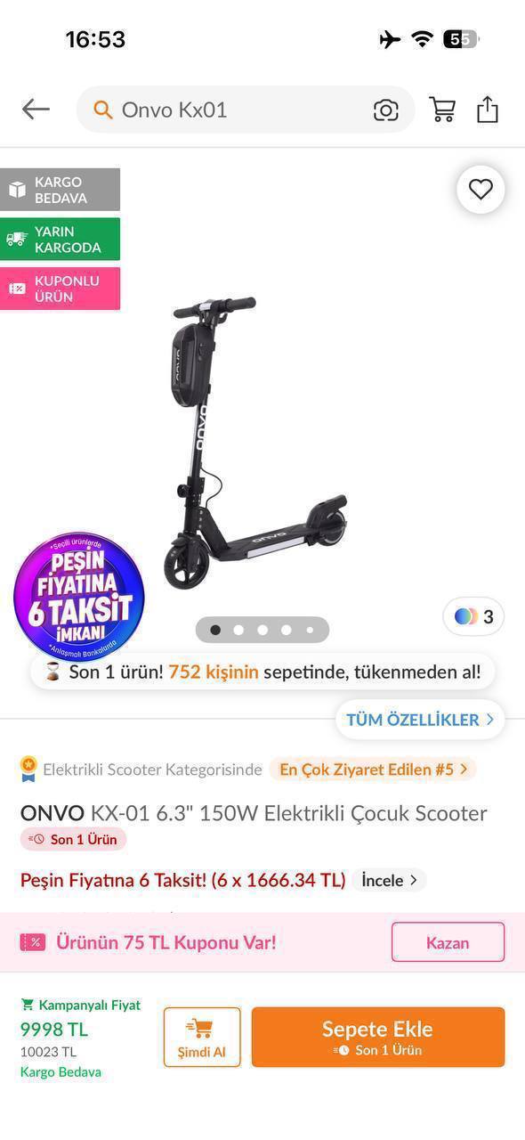 Electric scooter, new condition