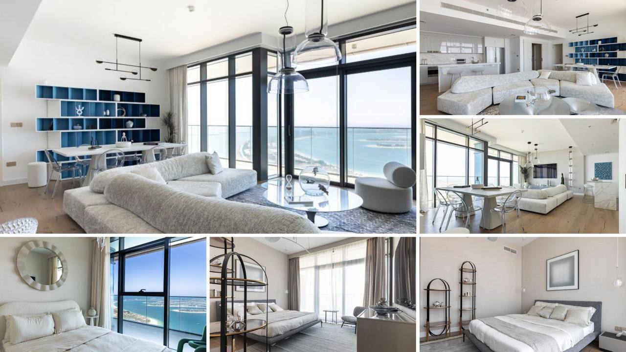 Sale — 4-bedroom + maid room, Emaar Beachfront Beach Vista T1, 217 sqm, Palm view, fully furnished, renovated, high floor, vacant 💰 14,000,000 AED 📍 Dubai #Sale #Apartment #Dubai