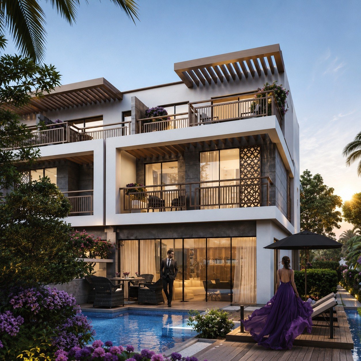 4-bedroom townhouse, corner unit, 2416 sqft BUA, Damac Hills 2