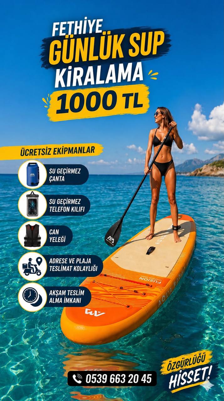 Аренда SUP-доски на день 1000 TL с доставкой, жилетом и снаряжением