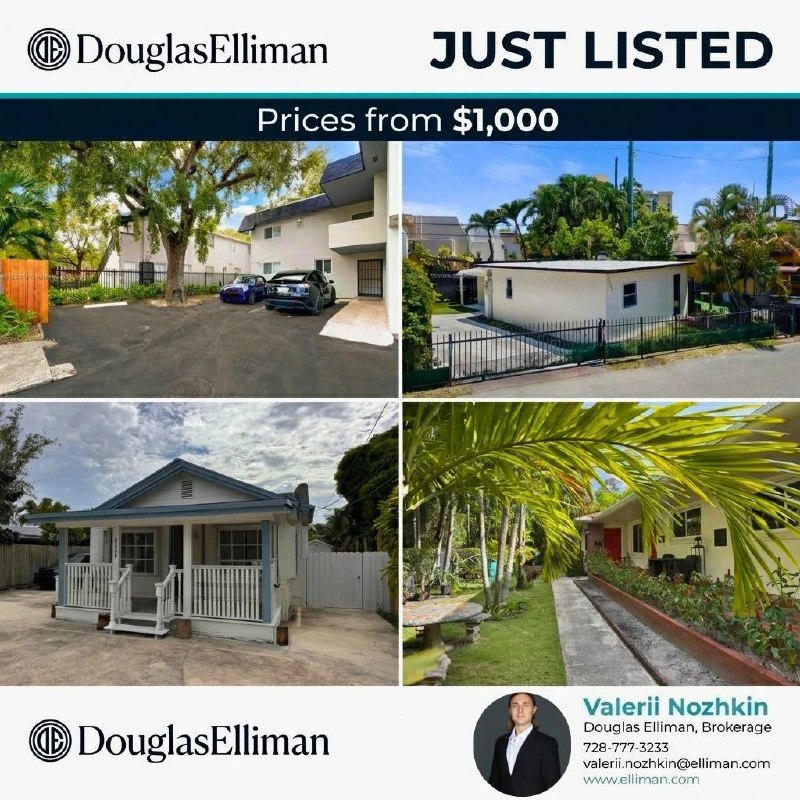 Apartments, homes and villas for rent and sale, offices and commercial spaces in Miami, North Miami, Miami Beach from $1,200/month.