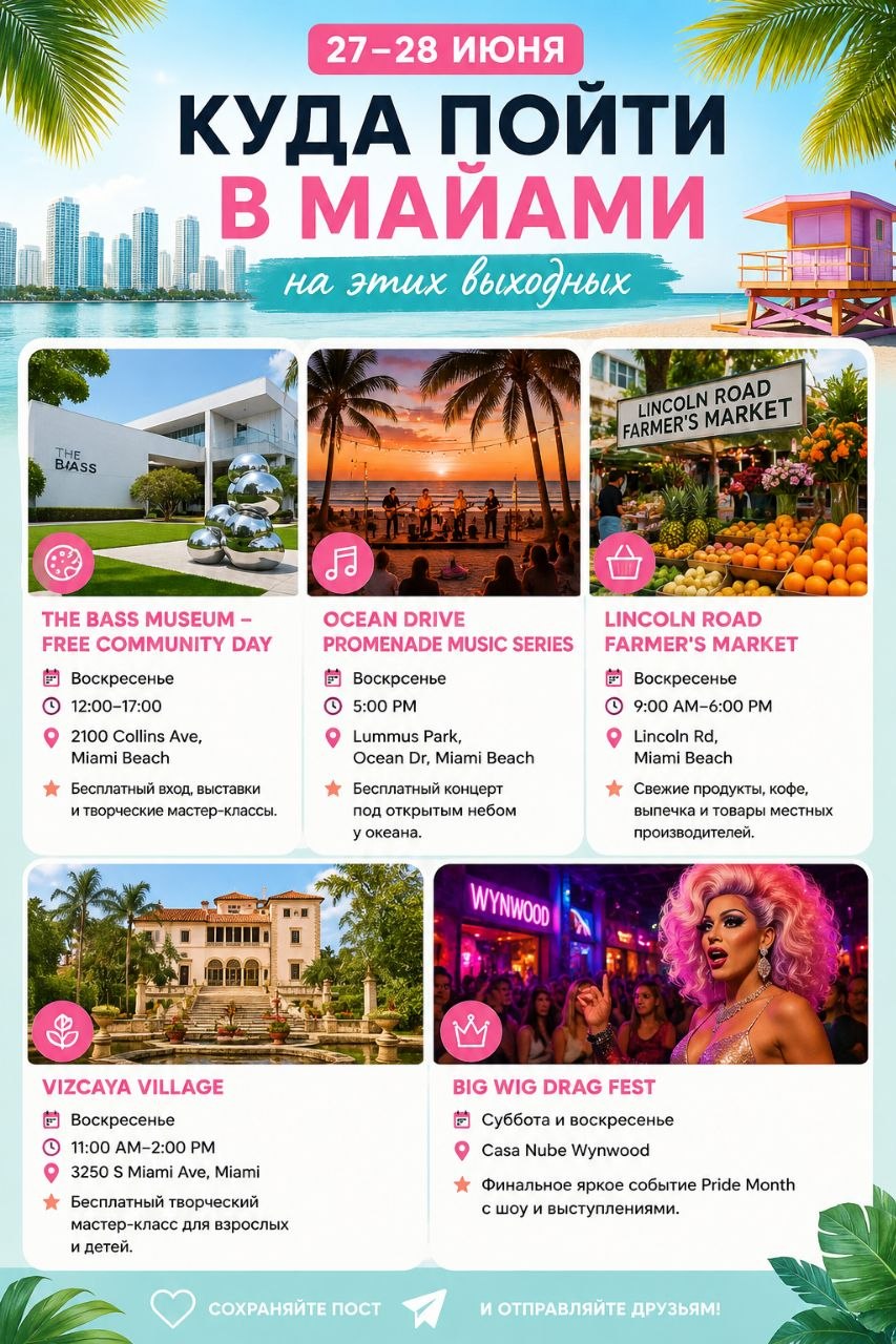 Events in Miami this weekend (June 27-28): Free museum day, concert, farmer's market, and more!