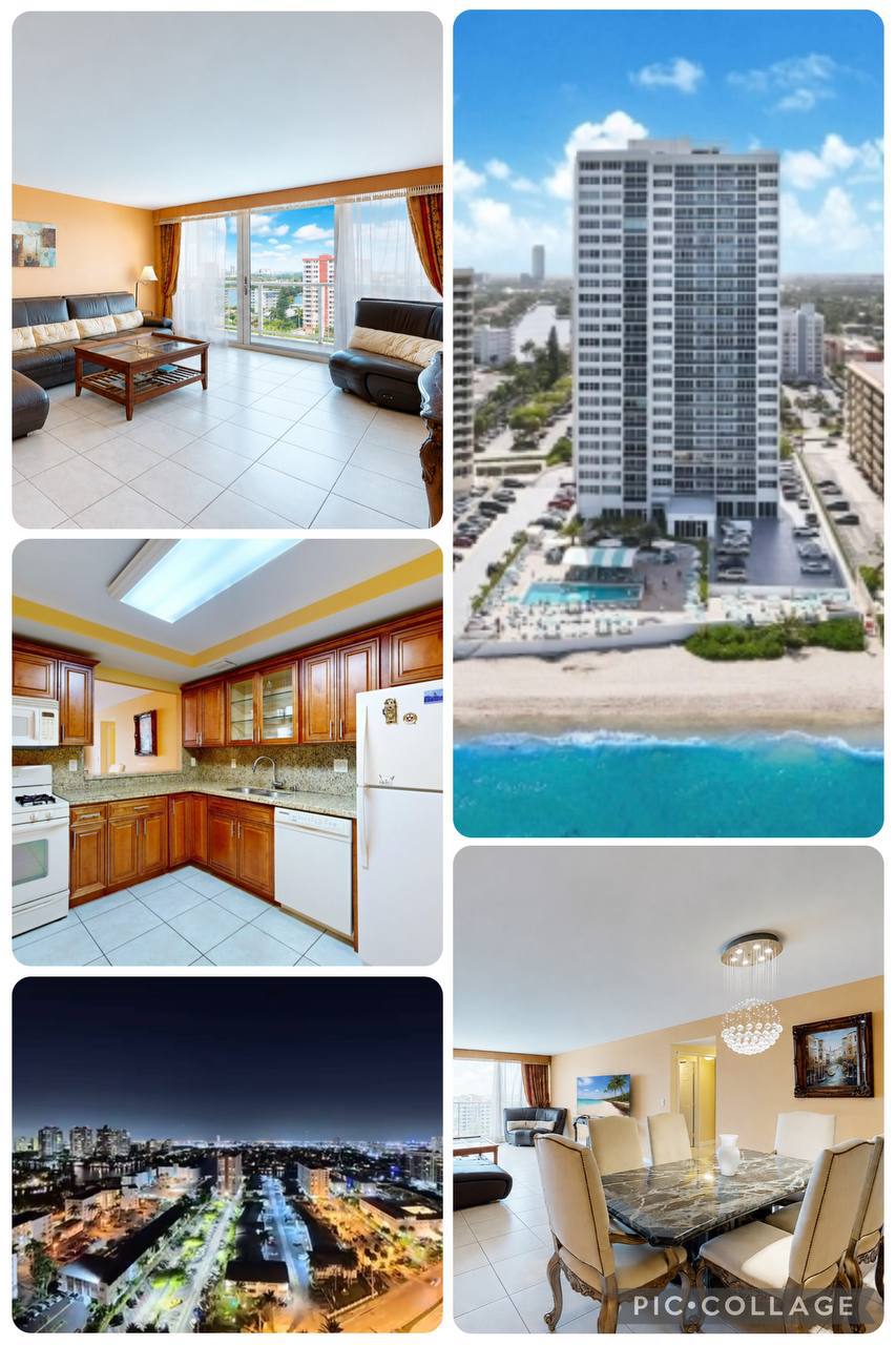 Beachfront 2-bedroom condo, Hallandale Beach, oceanfront with direct beach access, 1500 sq ft, motivated seller