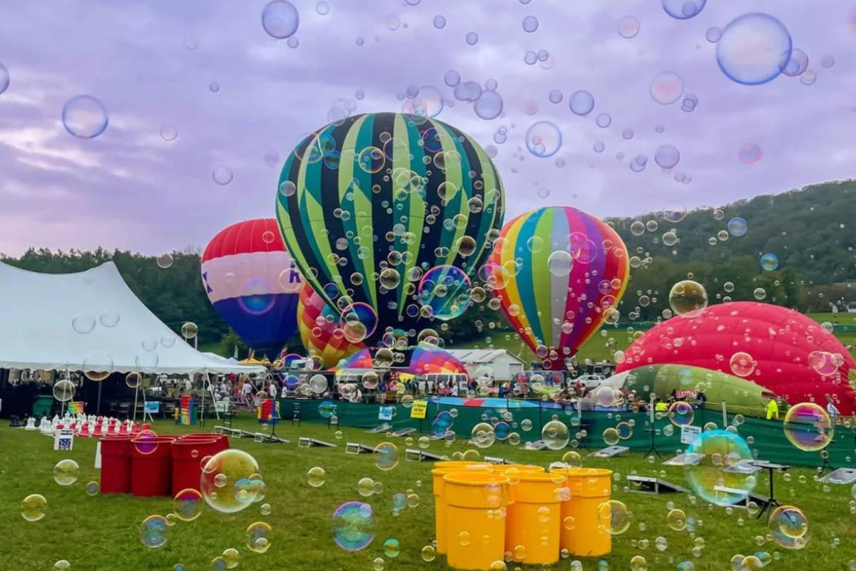 Hot air balloon festival in Hudson Valley, New York, September 4-6, 45-minute flights $350 per person, tethered rides $30.
