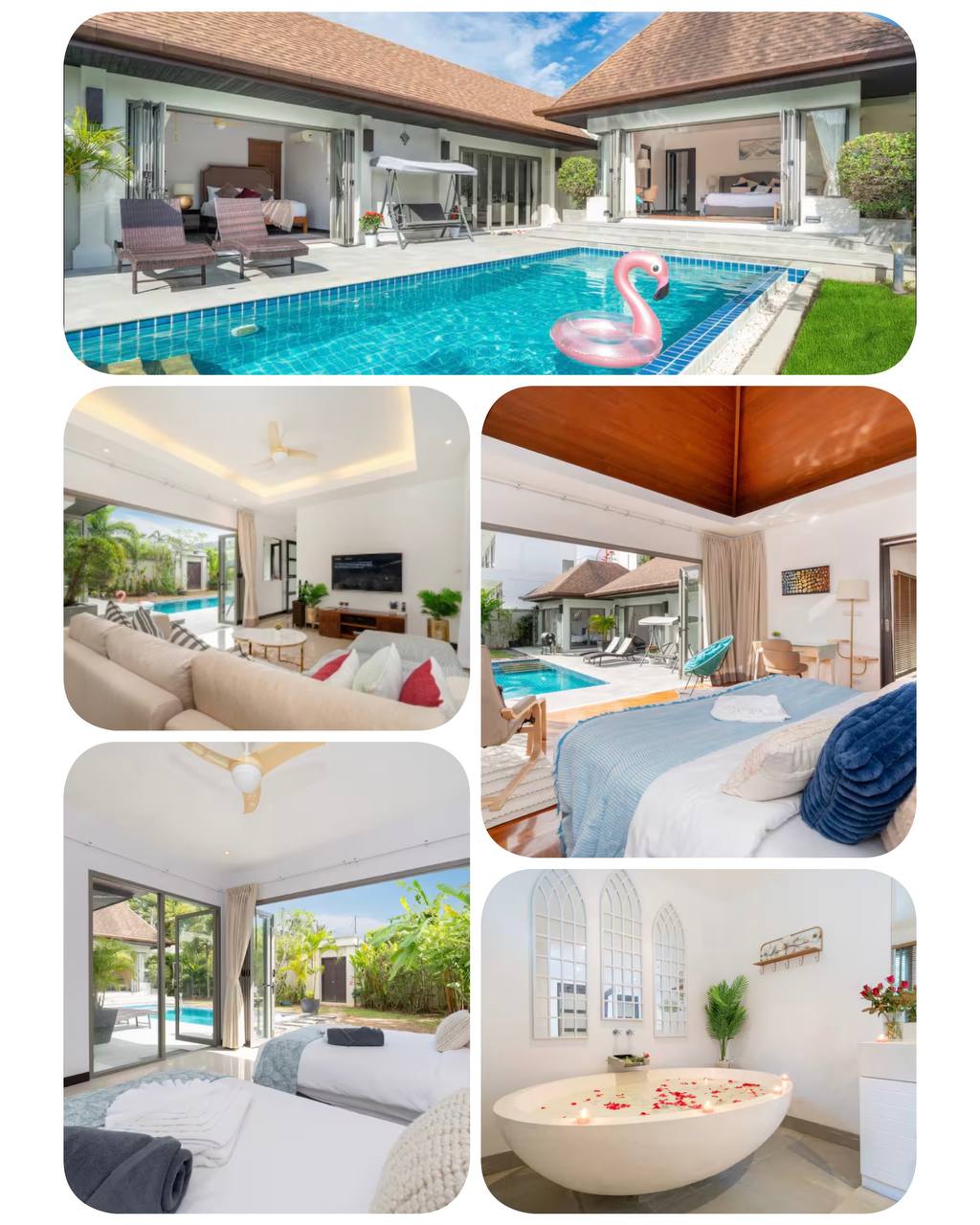 3-bedroom villa with private pool in Naiharn, safe quiet area, 180 000 THB per month yearly contract