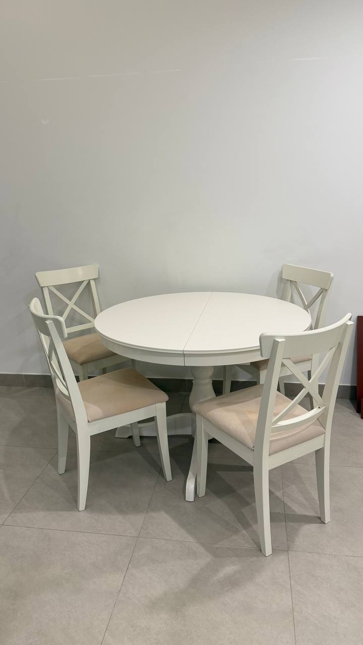 For Sale — IKEA dining table with 4 chairs, used, good condition, expandable, 1000 AED, self-pickup near Museum of the Future