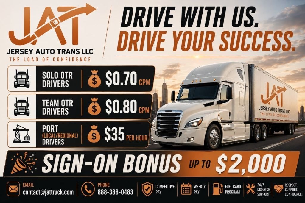 Owner Operators Wanted - 88% of gross; solo OTR $0.70/mile, team $0.80/mile, port/local $35/hour; $2,000 sign-on bonus