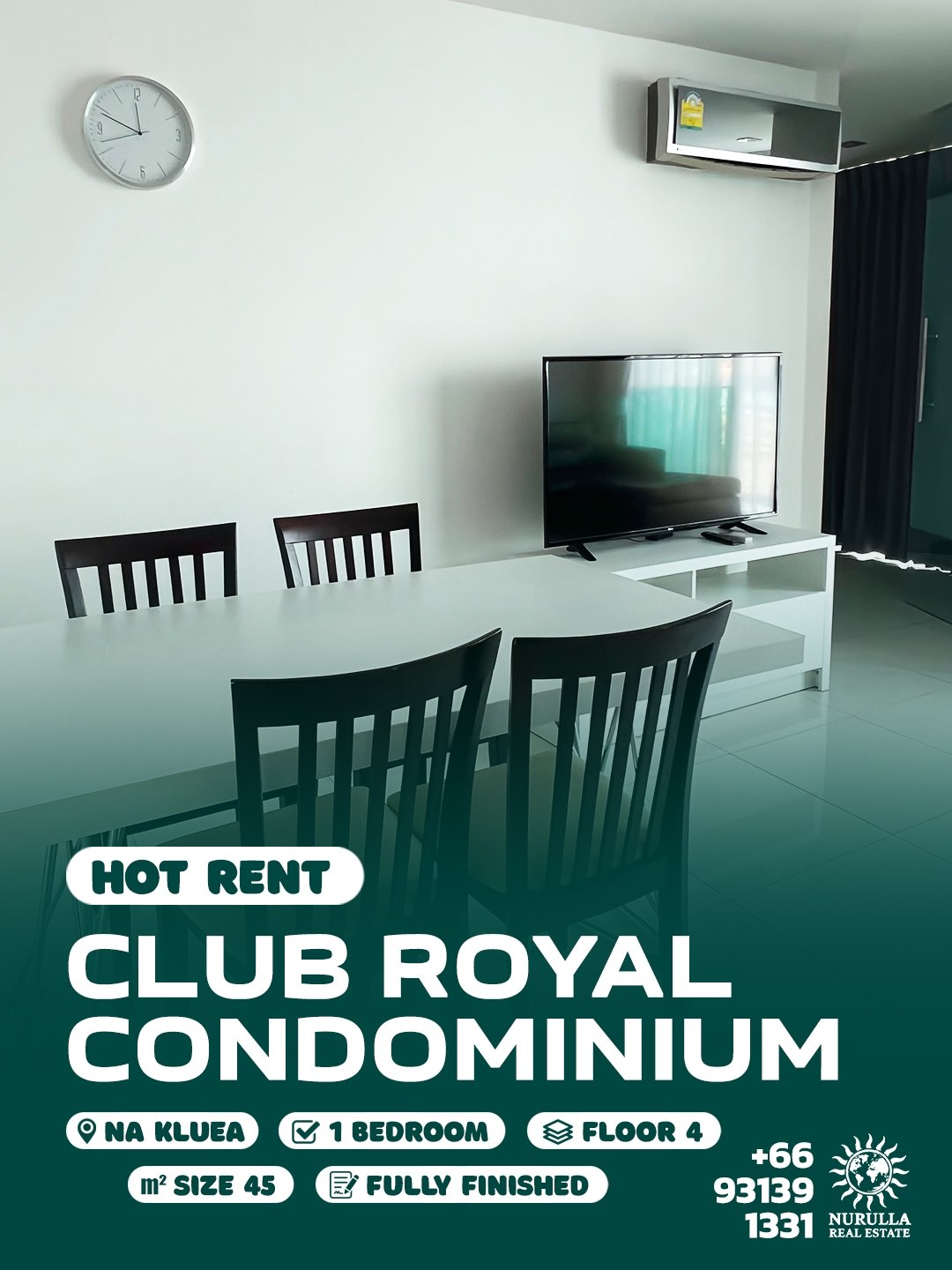 Аренда квартиры в Club Royal Condominium, Вонгамат: 1 спальня, 45 м²
