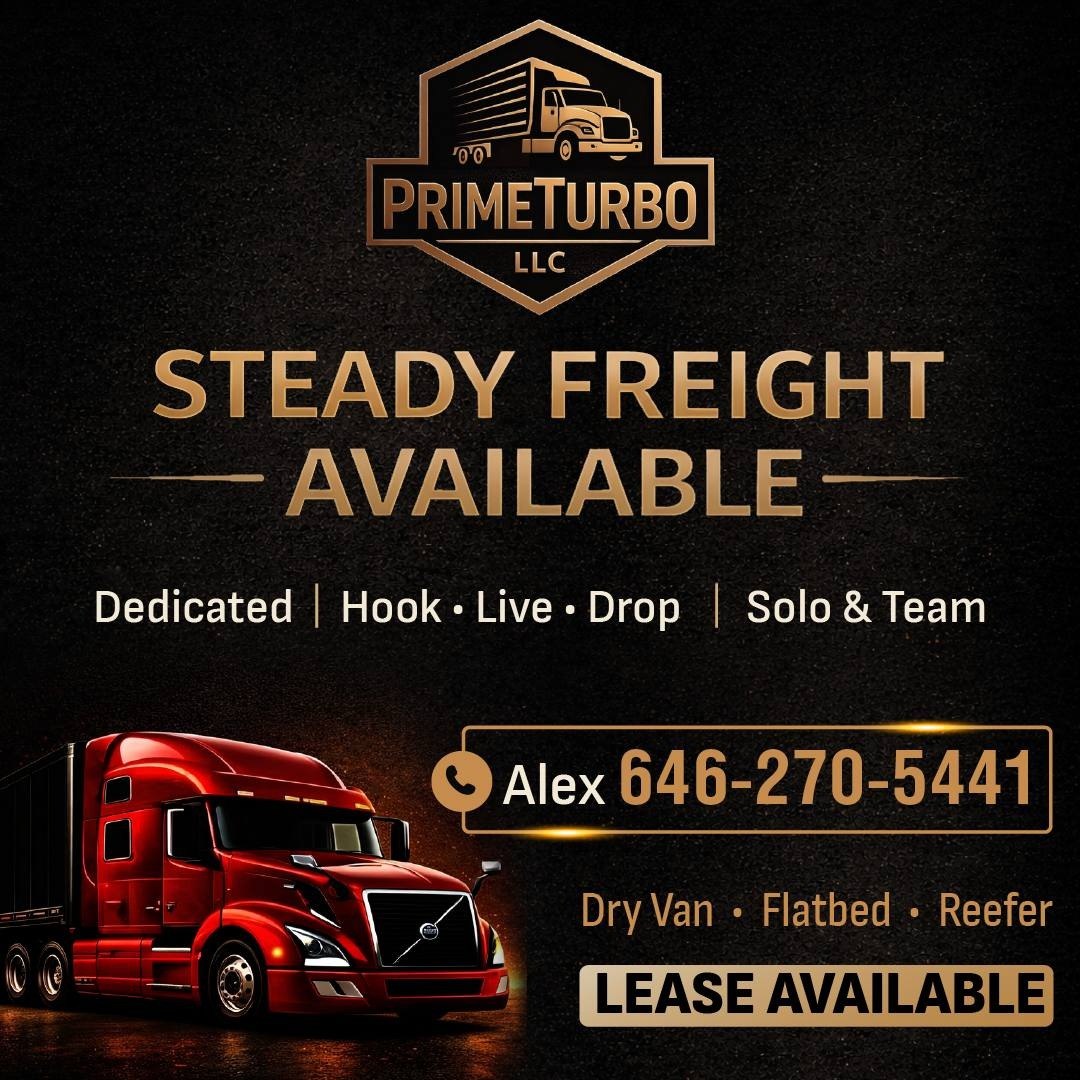 Steady freight available - dedicated hook and drop, solo and team