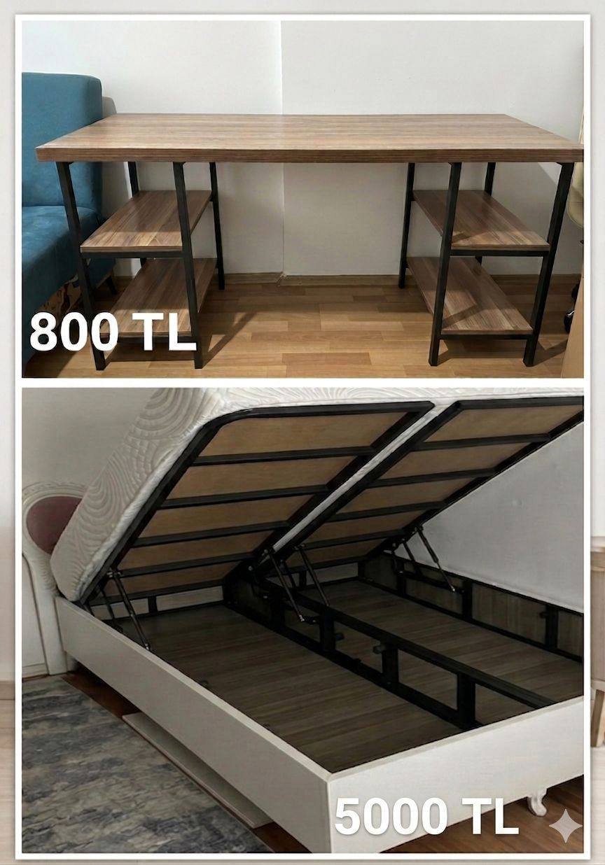 Кровать 125x200см с подъёмным механизмом и письменный стол, Башакшехир