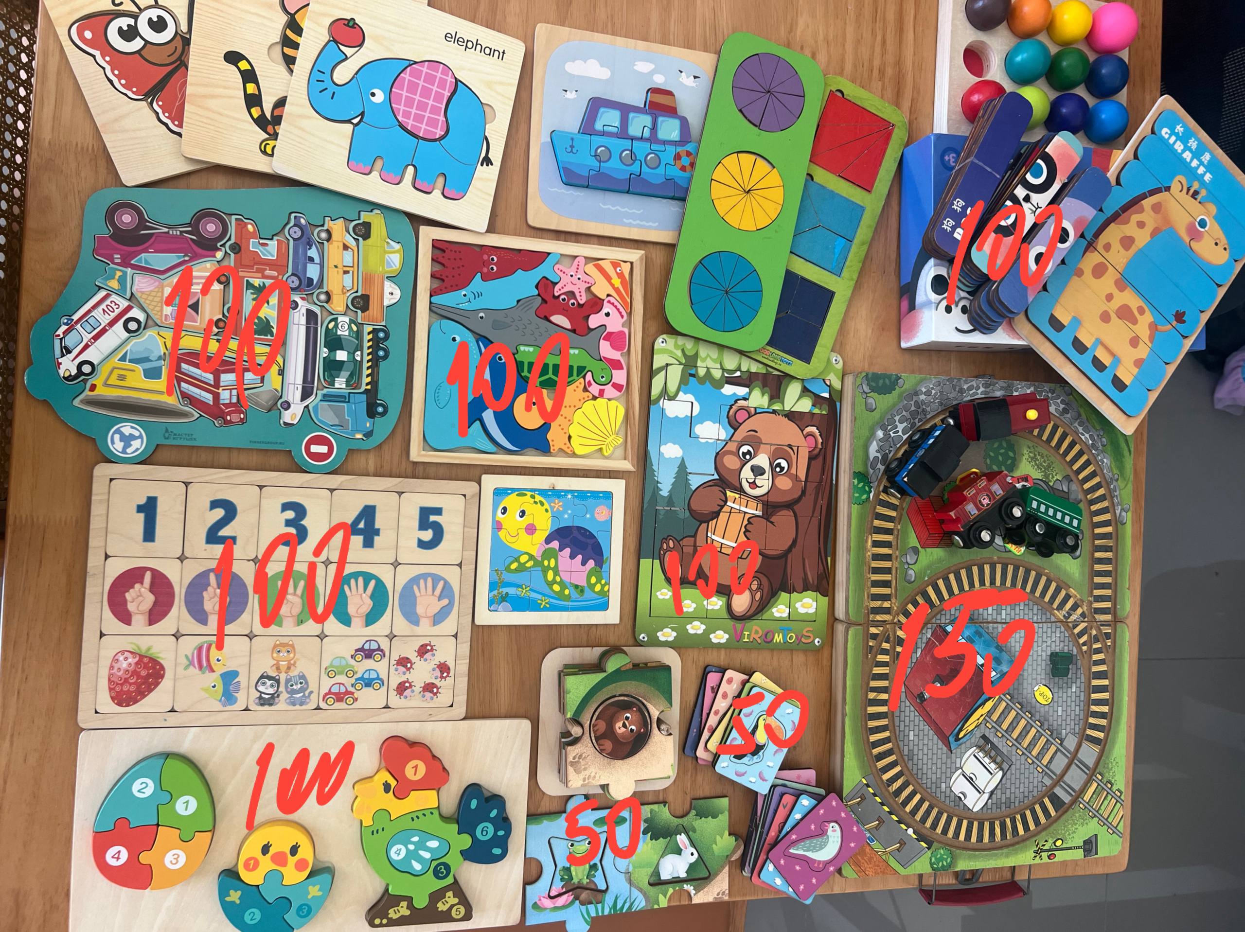 Wooden developmental toys for children 1-3 years, excellent condition