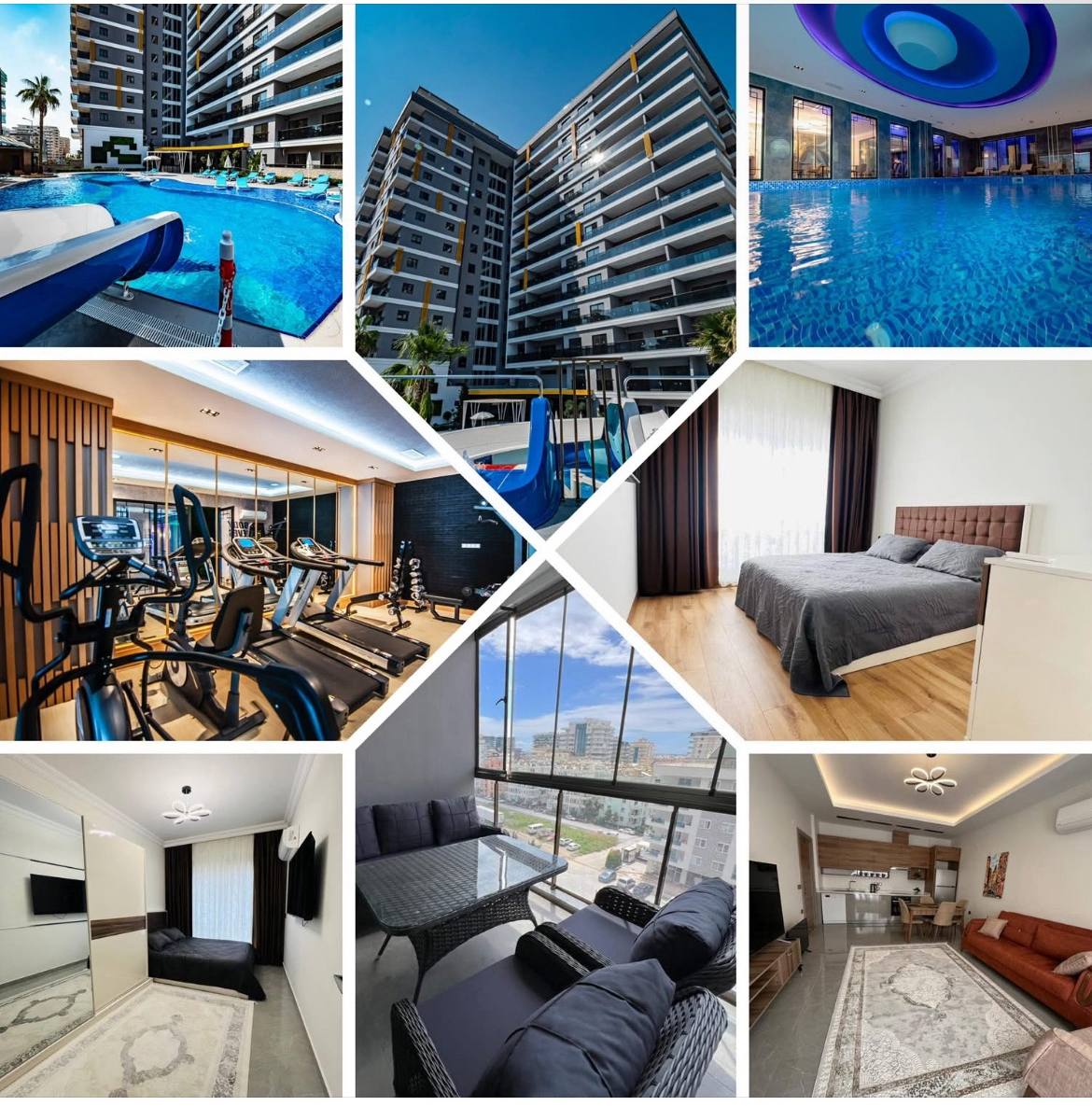 2+1 apartment in Mahmutlar, Alanya, 300m from sea, complex with pools and amenities