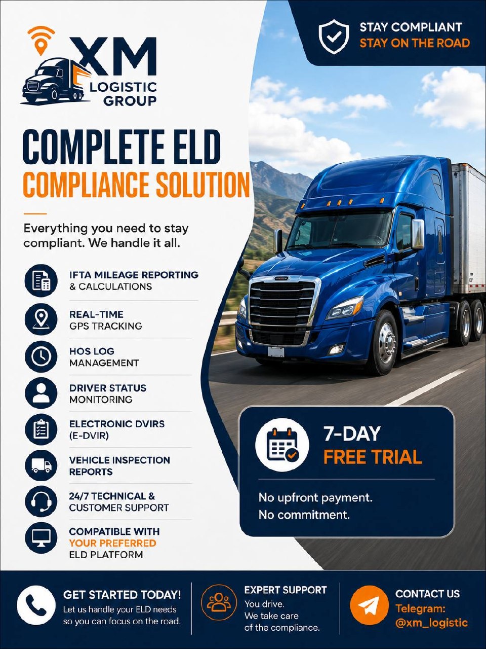XM ELD Logbook service, DOT compliance and IFTA reporting